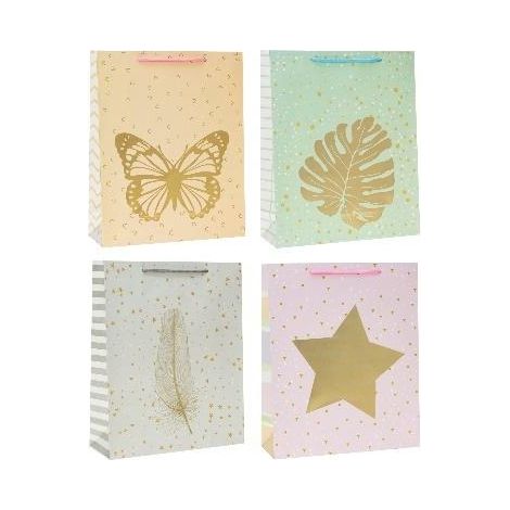 Borsa decorativa 18x24x8cm con stampa a caldo e motivo a rosette miste
