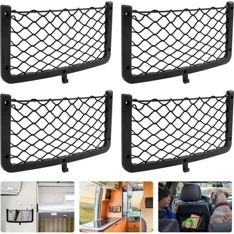 Lot de 4 Filets Rangement Voiture ABS Nylon 36x18cm avec Vis Crochets Installation Rapide Organiseur Coffre Pratique (1/4)