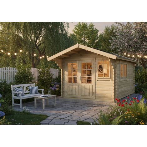 ECO Set - Abri de jardin Gabriel 300 x 400 cm Naturel , 34 mm Épaisseur paroi 338 467