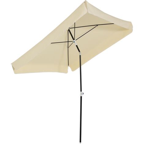 OMBRELLONE DA ESTERNO 200 X 200CM GIARDINO CON TETTUCCIO QUADRATO BIANCO CREMA (1/5)