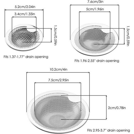 Lot de 4 Filtre évier Cuisine Égouttoir, cuisine en acier inoxydable anti-colmatage (1/4)