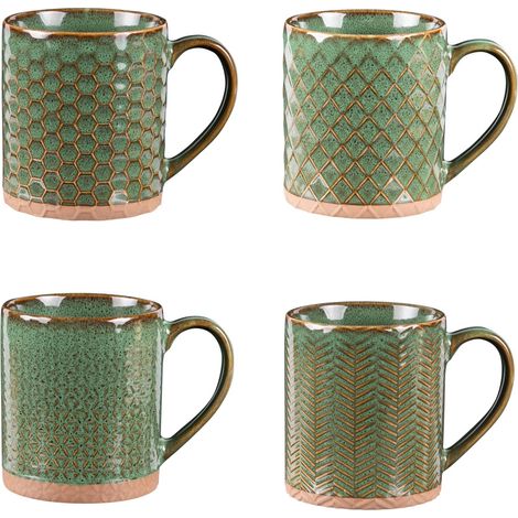Table Passion - Coffret de 4 mugs Jaspe 35 cl vert