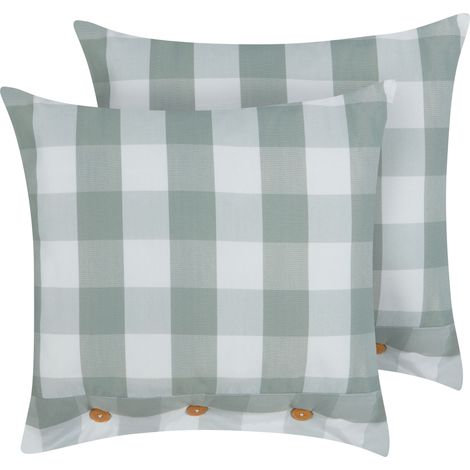 Conjunto de 2 cojines de algodón a cuadros estilo cottage verde menta 45 x 45 cm Tamnine (1/5)