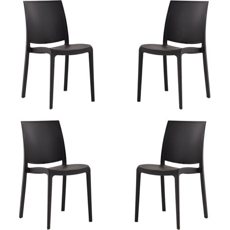 Sedia da giardino o cucina in polipropilene impilabile - Set 4 FEBE Antracite (1/3)