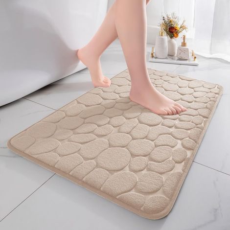Tapis de Bain en Mousse à mémoire de Forme Tapis de Douche Absorbant Tapis de Salle de Bain Tapis antidérapant pour Salle de Bain et Salon 50 x 80 cm Beige (1/5)