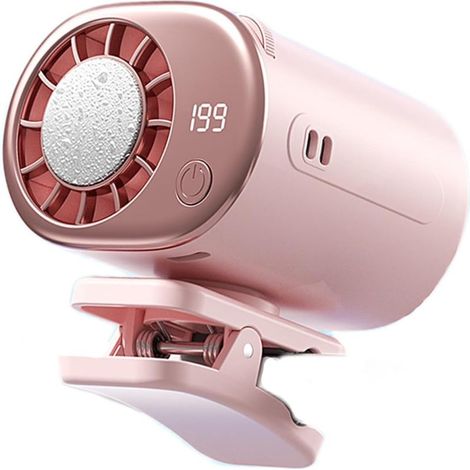 Ventilateur de voiture à pince avec écran, rotation à 360°, semi-refroidissement, chargement USB, ventilateur portatif sans pince (poudre de fleur de cerisier) (1/5)