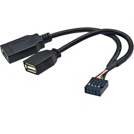 Cable USB 9 Broches Vers USB-A Male et TYPE-E KEY-A Cable Adaptateur de Panneau Avant USB Cable de Panneau Avant USB 9 Broches Vers USB 2.0 Type-C