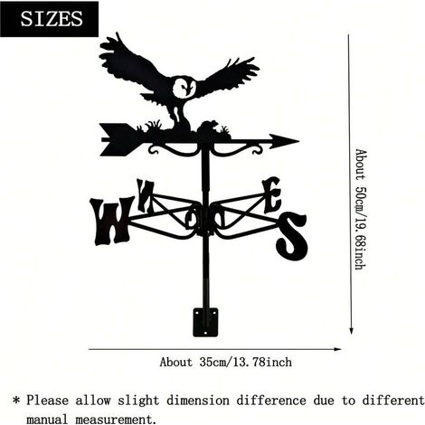 Rustikale Wetterfahne aus Metall mit Adler- und Mausmotiv, Außendekoration für Gartendach, Hof, Bauernhof (1/5)