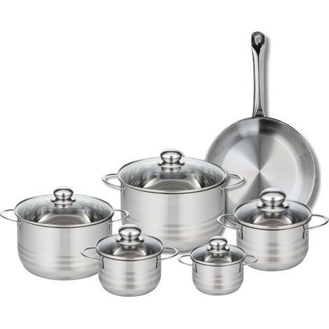 Ensemble de 1 Poêle de cuisson 28 cm et 5 faitouts 12, 14, 16, 20 et 24 cm Elo Profi Brillant (1/5)
