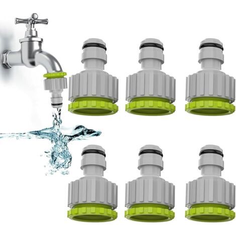 Connettore per rubinetto 2 in 1, da 1/2" e 3/4", per irrigazione da giardino, confezione da 6 pezzi. (1/5)