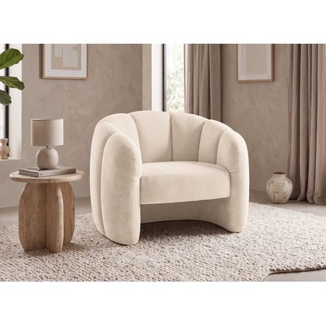 Fauteuil design en velours beige SENY (1/5)