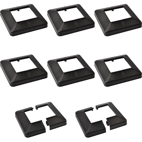 6 Plinthes Carrées pour Poteaux - 50x50mm - Plastique Noir Robuste - Cache Bases Esthétique - Escaliers Clôtures Garde-corps (1/5)