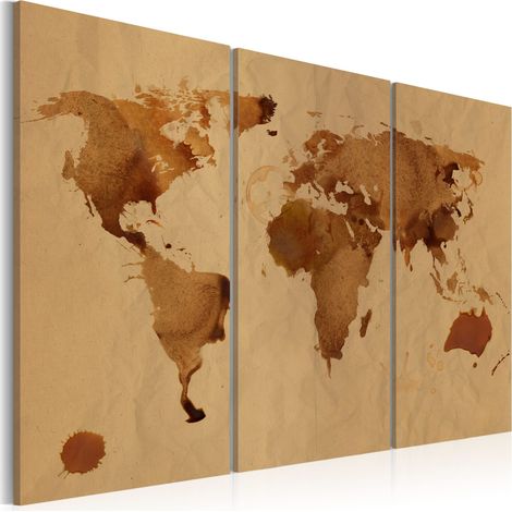 Quadro - Mondo dipinto di caffè: trittico - 60x40 (1/4)