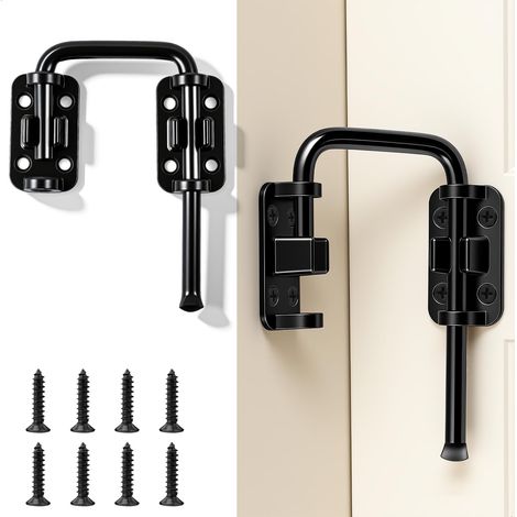 Serrure Porte, Serrure Portail Exterieur, Serrure Porte Interieure, et Loquet de Securite Multifonction - Loquet a Pivot Robuste en Metal Noir pour Porte, Armoire, Tiroir, Cabinet (1/5)
