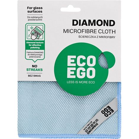 Paño de microfibra DIAMOND ECO EGO 40x40 cm para la limpieza de superficies de cristal, ventanas, espejos, encimeras de cristal (1/5)