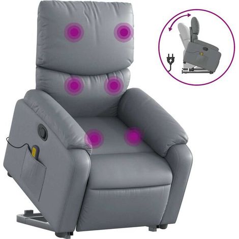 Fauteuil de massage inclinable en similicuir gris (1/5)