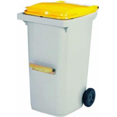 Conteneur 2 roues Korok - 240l barre ventrale - jaune / gris