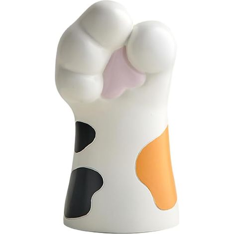 Vase en forme de patte de chat pour fleurs séchées, pot de fleurs hydroponique, vase décoratif en céramique pour la maison, le bureau, les fêtes et les mariages - Noir/Orange