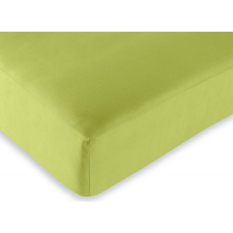 Drap housse 100% Coton/57 fils/cm² - 160 x 200 cm - Anis