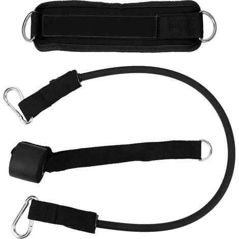 Sangle de Cheville Double Anneau en Métal pour Exercices de Jambes, Fessiers et Abdominaux - Ensemble Noir (1/5)