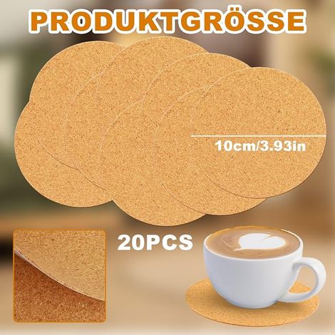 Round Cork Coasters Diameter 10cm Thickness 0.3cm Heat Resistant Non-Slip Coasters for Glass Cups Pots Kitchen (1/2)