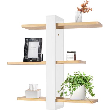 Étagère Murale Décorative 6 Niveaux Couleurs Mixte - 50x14x58cm avec Porte-OBJETS Antidérapants, Design Moderne pour Cuisine/Salon/Salle de Bain (1/5)
