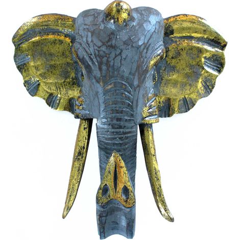 Grande Tête d'Éléphant - Or et Gris- Vendu par 1