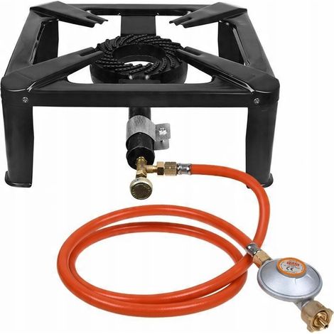 Bruciatore a gas, stufa in ghisa, 40x40 cm, 8 kW, kit riduttore tubo flessibile