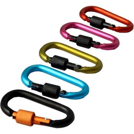 5pcs Aluminum D-Ring Carabiner Clip for Outdoor Camping (1/4)