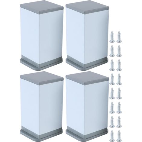 4 Pieds De Meuble Carrés, Pieds De Support pour Armoire, Pieds De Meuble, Pieds De Table en Alliage D'aluminium Blanc (8 Cm) (1/5)