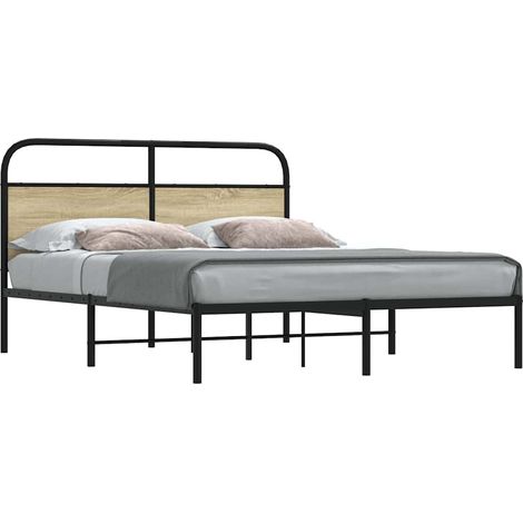 Bettgestell ohne Matratze 150x200 cm Sonoma-Eiche Holzwerkstoff