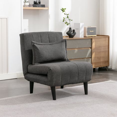 HARPER FOLDING CLIC CLAC FABRIC LIVING ROOM LOUNGE SOFA BED 1 SEATER CHARCOAL