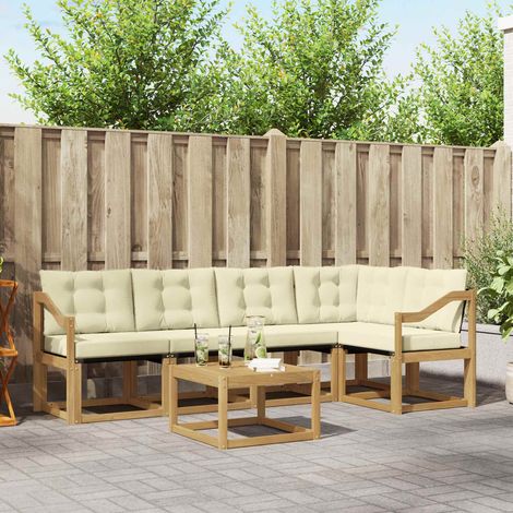 vidaXL Outdoor-Sofagarnitur mit Kissen 6 pcs Weiß und Creme (1/5)