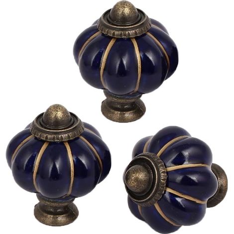 Home Office Meubles en céramique Kürbis Form Türgriff Griff Knopf Marineblau 3pcs (e74ec721f48332299 (1/3)