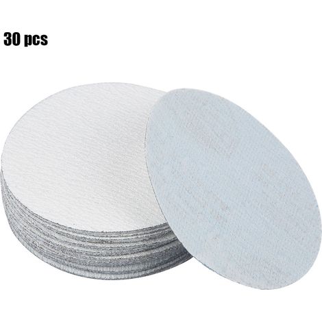 Disques abrasifs ronds 5 pouces Toivize 30 pièces grain 120 blanc fibres végétales fixation velcro pour ponceuse (1/5)