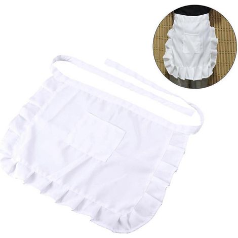Tablier court à bavette fleuri mi-taille, lot de 3 blancs (1/5)