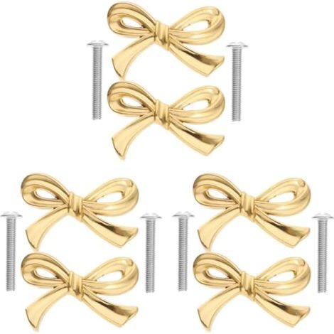 Gadpiparty Lot de 6 boutons de tiroir en forme d'arc : poignées de tiroir élégantes en métal pour armoires, commodes et armoires de cuisine – Finition laiton vintage, petites poignées de porte (trou (1/5)