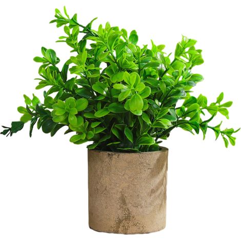 1 Mini plante artificielle, Faux milan en plastique, Pot gris en pâte à papier, Décoration intérieur, Salon bureau salle de bain (1/5)