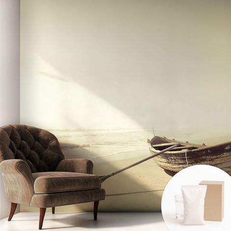 Fototapete Tapete Vliestapete mit Kleber - trendige Wanddeko - Schlafzimmer - Wohnzimmer Küstenruhe 250x250 cm (1/5)