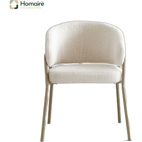 Esszimmerstuhl Fleece weiß aus Polyester 49 x 48 x 78 cm HOMAIRE (1/5)