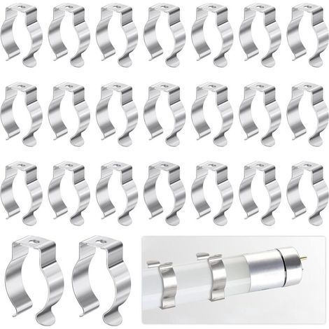 (Silver)Lamp Fixing Clip-28x23x9.8cm, 30Pcs Fluorescent Tube Lamp Holder for Fixing the Lamp Tube to Prevent Sagging, Fluorescent Tube Holder Suitable for T8 and C Lamps (1/5)