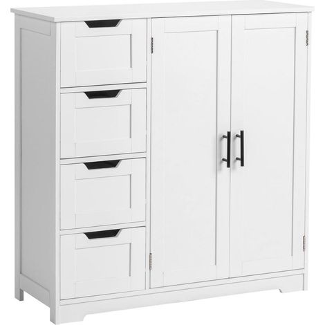 Küchenschrank mit 4 Schubladen und 2 Türen, weiß, feuchtigkeitsbeständig (1/5)