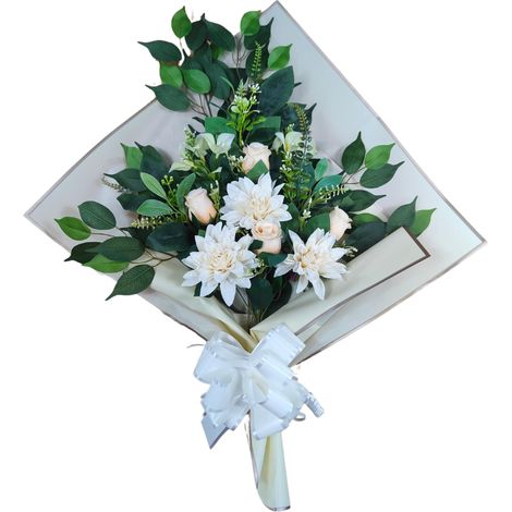 Bouquet de Fleurs artificielles pour cimetière avec Vase à Mettre dans Le Pot du Vase 78 x 63 x 20 cm Dahlias (1/5)