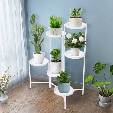 Plant Stand with 6 Levels, Modern Iron Free Standing Flower Shelf for Garden (1/5)