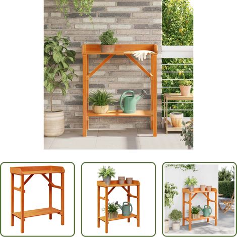 Table de jardin rectangulaire - Table de rempotage Marron 75 x 40 x 90 cm Bois de pin massif (1/5)