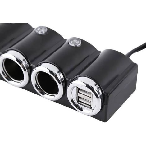 Adaptateur de Chargeur - - 4 Voies - 2 Ports USB - Compatible 12V/24V - Indicateur LED Bleu (1/4)