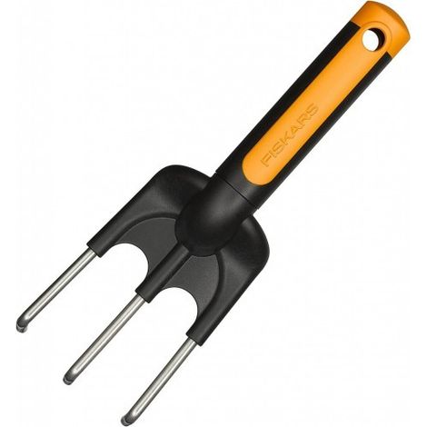 Fiskars 1000728 - Rastrello 3 denti acciaio inox 32,6 cm nero e arancione