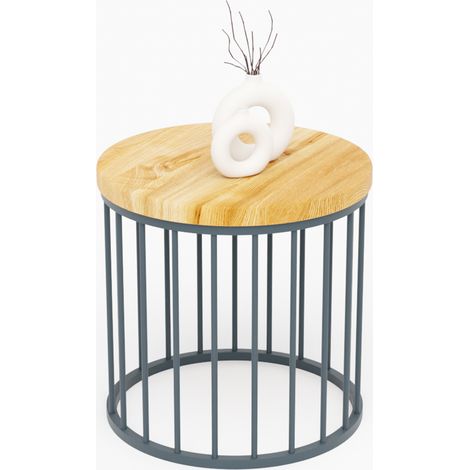 LAMO Manufaktur Couchtisch rund aus Holz 40 x 40 cm - Beistelltisch rund, Wohnzimmertisch, Sofatisch - kleiner Tisch, modern coffee table, Beistelltisch metall - Farbe: Rustikal, Beine: Antrazit (1/5)
