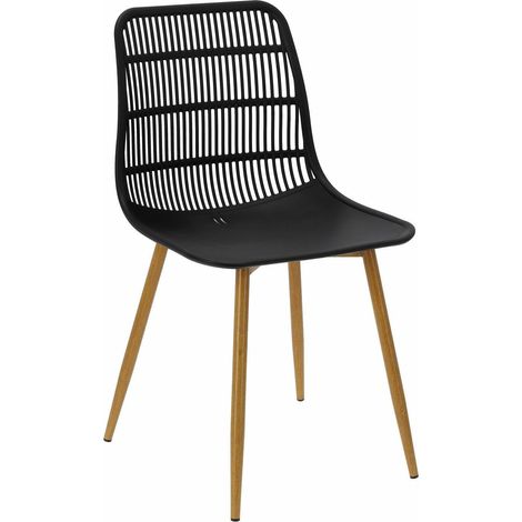 Silla Klaus, plástico negro, base de metal chapado. (1/5)