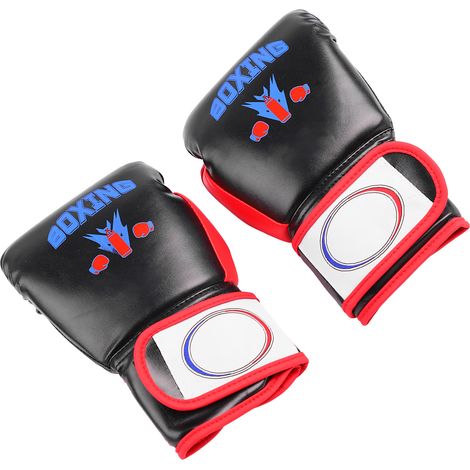 Gants d'entraînement de boxe en cuir respirant et ajustable avec fermeture auto-agrippante pour hommes, femmes, adultes et enfants, 227 g (8 oz), noirs. (1/5)